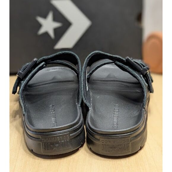 Converse CTAS Black Leather Lugged Flatform Two Strap Sandals Women's Size 9 NIB - Picture 7 of 14